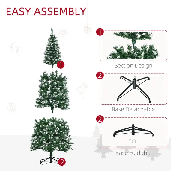 Buy 6FT Tall Prelit Pencil Slim Artificial Christmas Tree with Realistic Branches, 300 Colourful LED Lights and 618 Tips, Xmas Decoration, Green, 6 image