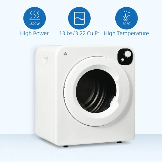 Buy 6kg Vented Tumble Dryer, Freestanding, Wall Mounted, Stackable, Portable Dryer with 7 Programmers, White, 8 image