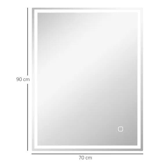 Buy 90 x 70cm LED Bathroom Mirror with Lights, Dimmable Makeup Mirror, Vanity Mirror with 3 Colour, Smart Touch, Anti-Fog, 3 image