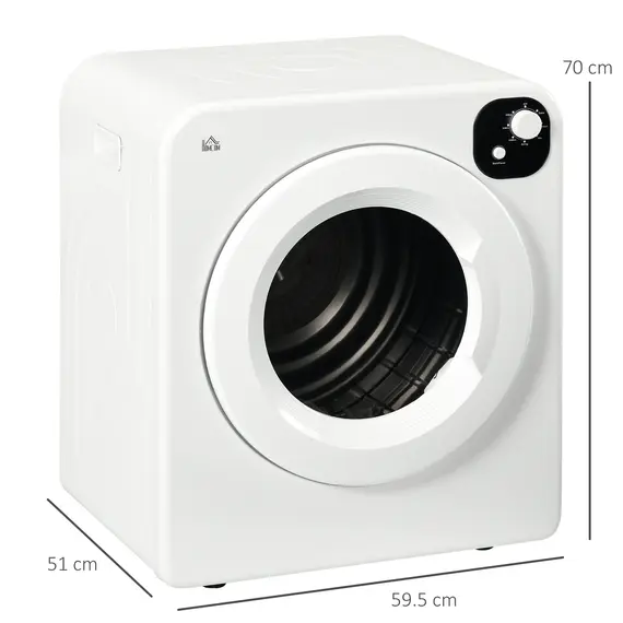 Buy 6kg Vented Tumble Dryer, Freestanding, Wall Mounted, Stackable, Portable Dryer with 7 Programmers, White, 3 image