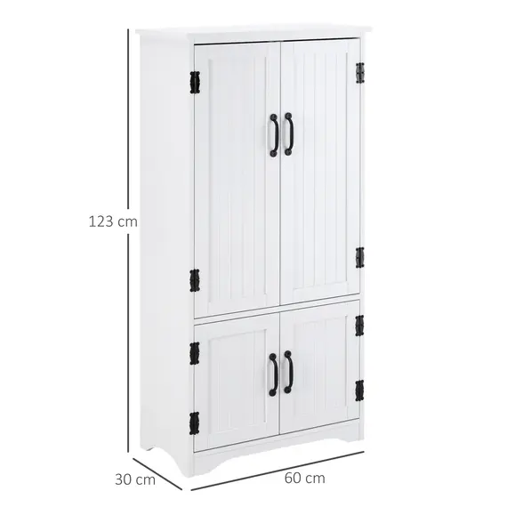 Buy Accent Floor Storage Cabinet Kitchen Cupboard with Adjustable Shelves and 2 Lower Doors, White, 3 image