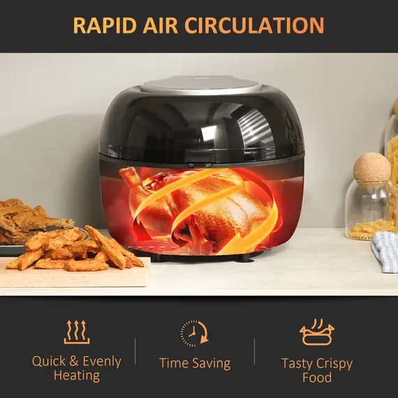 Buy 7L Family Size Digital Air Fryer Oven with Air Fry, Roast, Broil, Bake, Dehydrate, 8 Presets, Rapid Air Circulation, Timer, Preheat, Non-stick Basket, Inner Light for Oil Free & Low Fat, 1500W, 4 image
