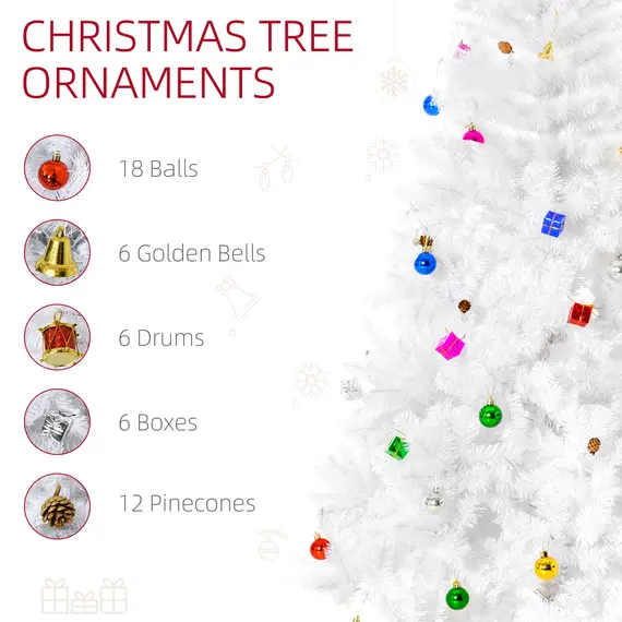 Buy 6ft Snow Artificial Christmas Tree w/ Metal Stand Decorations Home Seasonal Elegant Faux White, 4 image