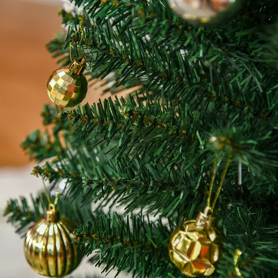 Buy 6ft Unlit Artificial Christmas Tree, Pencil Slim Xmas Tree with Solid Stand and Realistic Branches, Green, 9 image