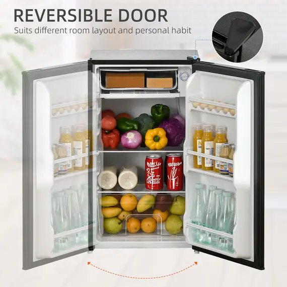 Buy 91 Litre Freestanding Under Counter Fridge Freezer, Small Fridge with Chiller Box, Adjustable Thermostat, 47.5cm Wide, Black, Colour: Black, 7 image