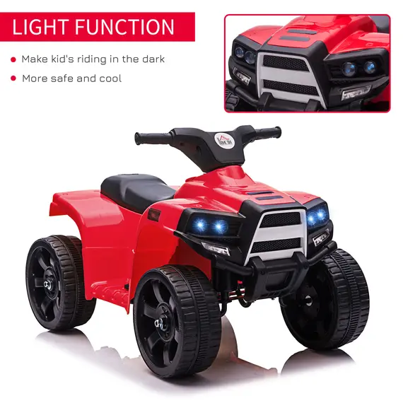 Buy 6V Kids Electric Ride on Car All Terrain Vehicle Toy Quad Bike With Headlights for Toddlers 18-36 months Red, 5 image