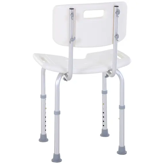 Buy 8-Level Height Adjustable Bath Stool Spa Shower Chair Aluminum w/ Non-Slip Feet, Handle for the Pregnant, Old, Injured, 8 image