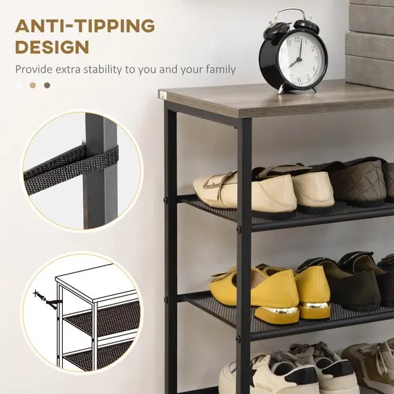 Buy 8-Tier Shoe Rack, Shoe Storage Organizer with Mesh Shelves, Free Standing Shoe Shelf Stand for 21-24 Pairs of Shoes for Entryway, Hallway, Closet, Grey, 6 image