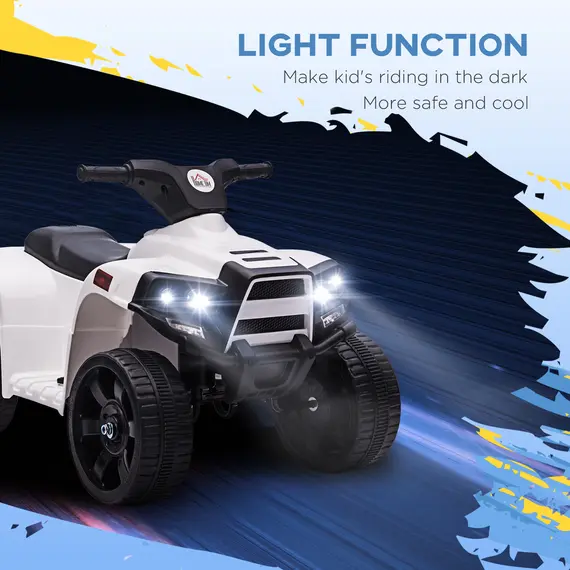 Buy 6V Kids Electric Ride on Car, All Terrain Vehicle Toy, Quad Bike With Headlights, Horn, for Toddlers 18-36 Months White, 6 image