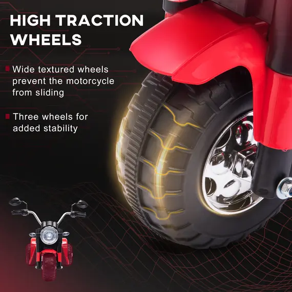 Buy 6V Kids Electric Motorbike 3 Wheels Ride On Toy with Horn Headlights Realistic Sounds for Girl Boy 18 - 36 Months Red, 7 image