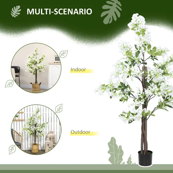 Buy Artificial Plants Honeysuckle Flower in Pot Fake Plants with Curved Boots for Indoor Outdoor 15x15x150cm Set of 2 White, 5 image