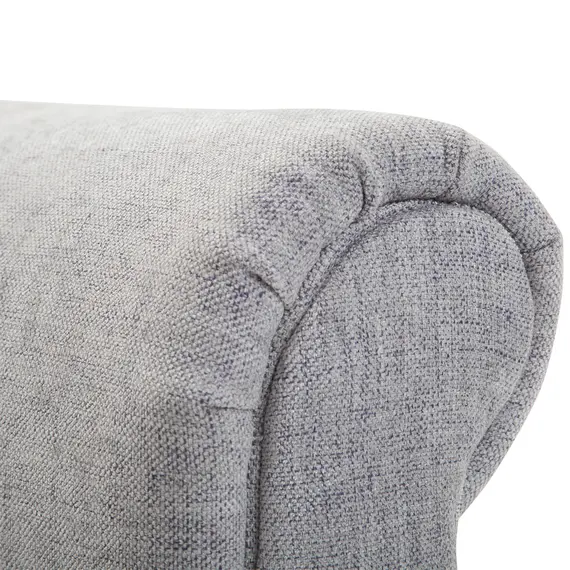 Buy Bed End Bench, Window Seat, Linen Chaise Lounge Sofa with Arm and Wooden Legs for Bedroom, Living Room, Grey, 8 image