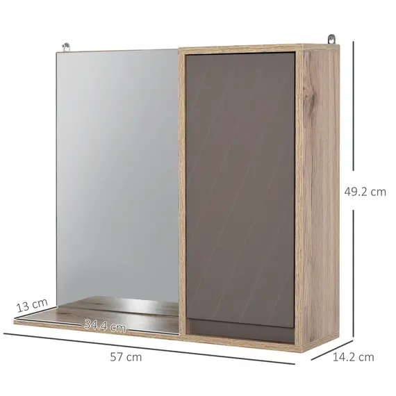 Buy Bathroom Mirror Cabinet, Wall-Mounted Bathroom Cabinet with Mirror and Adjustable Inner Shelf,  57L x 14.2W x49.2H cm, 3 image