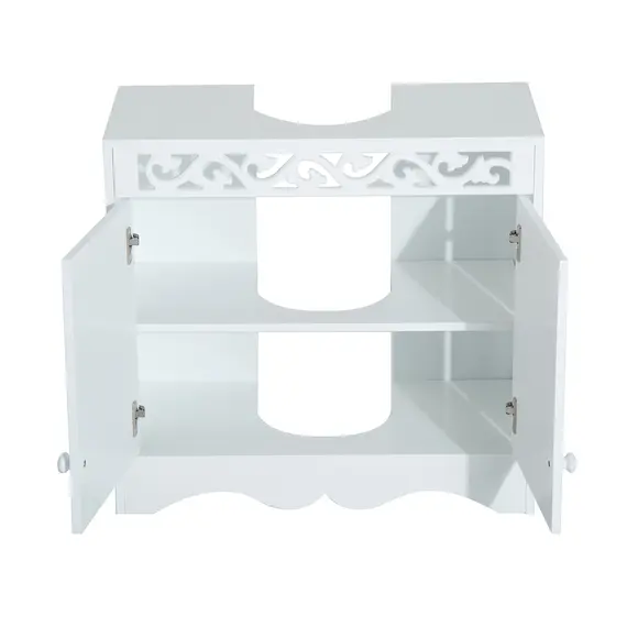 Buy Bathroom Under Sink Storage Cabinet 2 Door Wooden Cupboard Vanity Units, 4 image