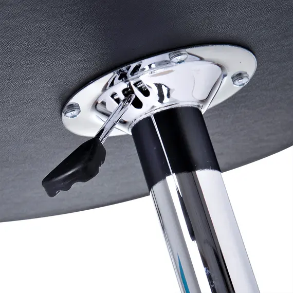 Buy Adjustable Round Bistro Bar Table with PVC Leather Top Steel Base Home Kitchen Dining Desk  Black, 9 image