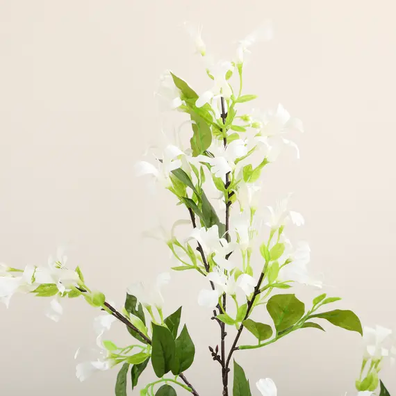 Buy Artificial Plants Honeysuckle Flower in Pot Fake Plants with Curved Boots for Indoor Outdoor 15x15x150cm White, 7 image