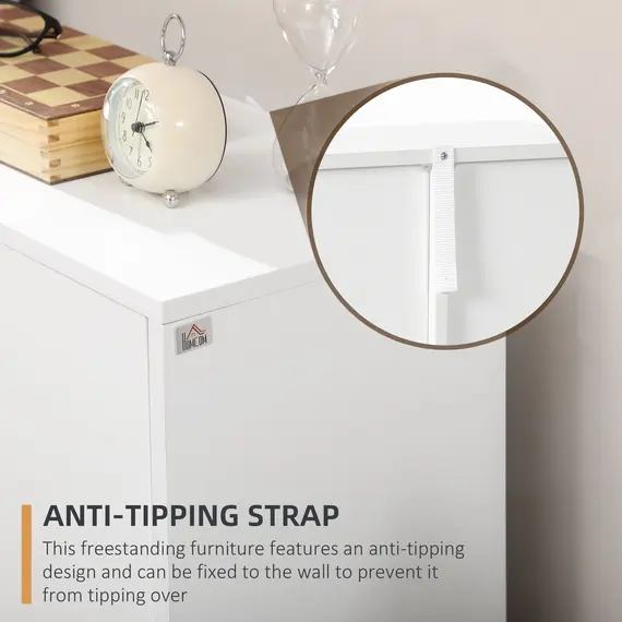 Buy Bathroom Cabinet, Freestanding Storage Cabinet with 4 Drawers, Door Cupboard for Living Room, Kitchen, Bedroom, White, 7 image