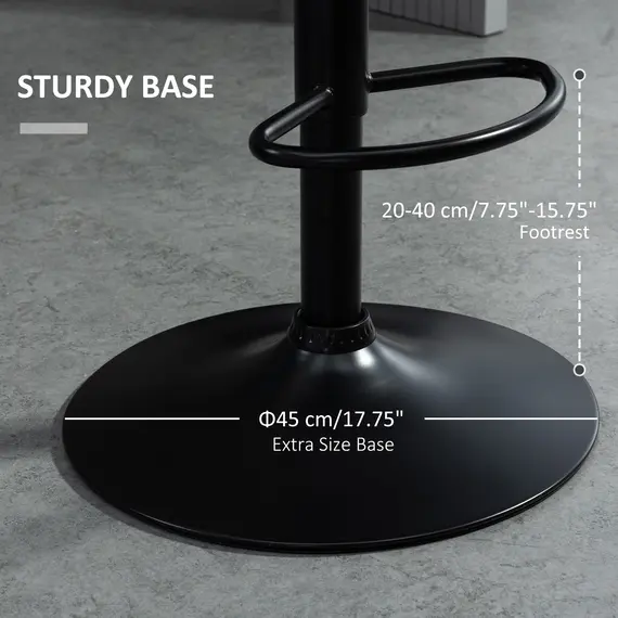 Buy Bar Stools Set Of 2, Luxurious Velvet-Touch Barstools with Metal Frame Footrest Round Base Triangle Indenting Moulded Seat Adjustable Height Swivel Blue, 6 image