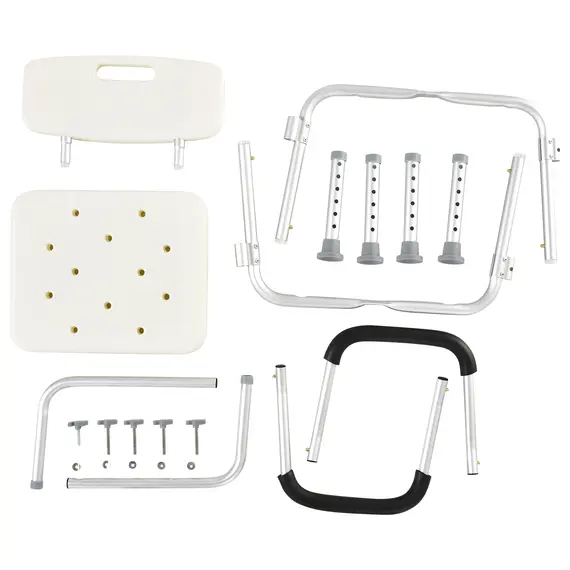 Buy Adjustable Shower Chair, Shower Seat, Portable Medical Stool with Adjustable Back and Armrest for Mobility, 9 image