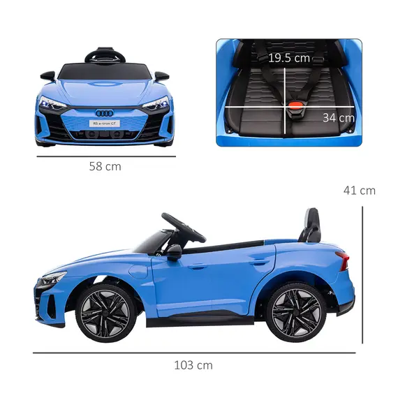 Buy Audi Licensed 12V Kids Electric Ride-On, with Remote Control, Suspension System, Lights, Music, Motor - Blue, Colour: Blue, 3 image