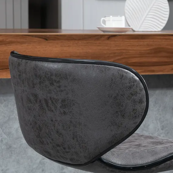 Buy Adjustable Bar Stools Set of 2, Swivel Leathaire Upholstered Barstools with Large Seat, Breakfast Bar Chairs with Back, Footrest and Steel Base, Dark Grey, 9 image