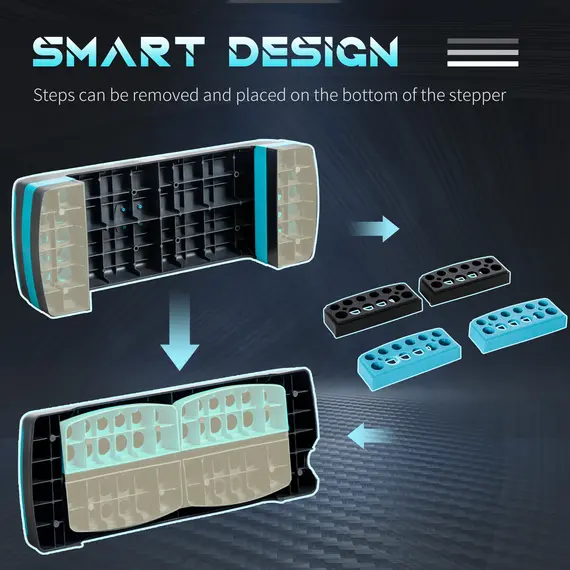 Buy Aerobic Step with 3-Level Adjustable Heights for Home, Office Exercise, Black and Blue, 5 image