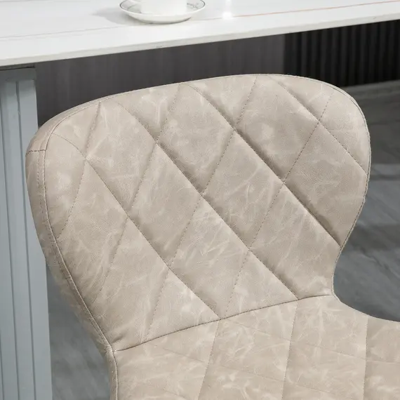 Buy Bar Stools, Set of 2 Breakfast Bar Chairs, Swivel Barstools with Backrest and Footrest, Steel Frame Diamond Pattern PU, for Kitchen Counter, Dining Room, Light Khaki, 9 image