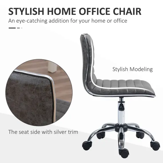 Buy Adjustable Swivel Office Chair with Armless Mid-Back in Microfibre Cloth and Chrome Base - Grey, 5 image