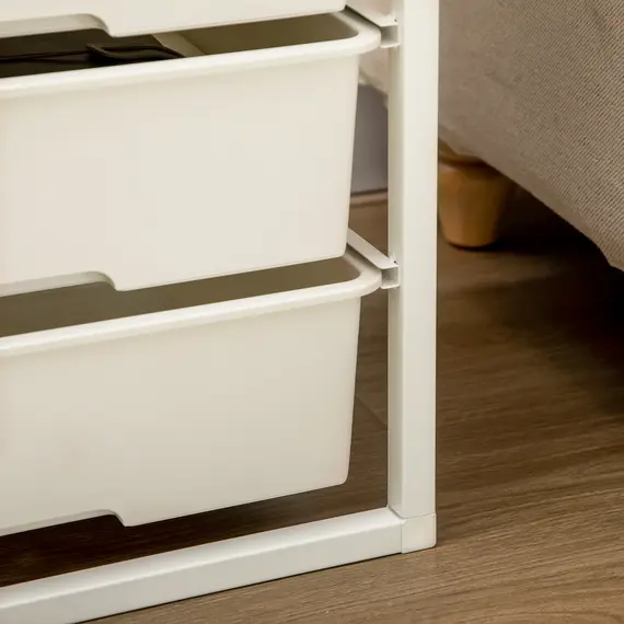 Buy Bedroom Chest of Drawers, 6-Drawer Dresser, Tall Storage Drawer Unit with Steel Frame for Living Room, White, 9 image