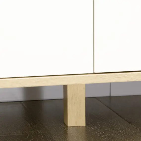 Buy Bedroom Chest of Drawers, Wide 6-Drawer Dresser, Storage Drawer Unit with Wood Legs for Living Room, White and Light Brown, 9 image