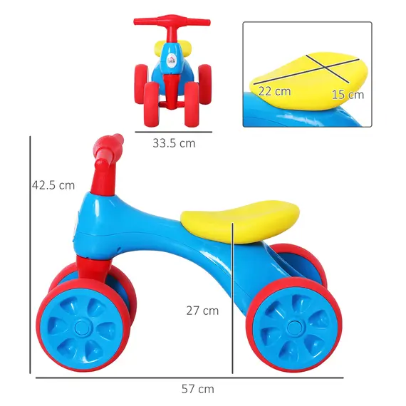 Buy Baby Balance Bike Toddler Training Walker Smooth Rubber Wheels Ride on Toy Storage Bin Gift for Boys Girls Blue Red, 3 image