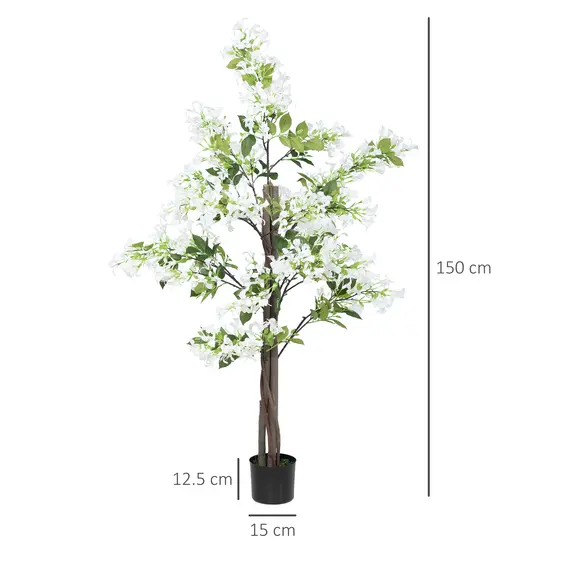 Buy Artificial Plants Honeysuckle Flower in Pot Fake Plants with Curved Boots for Indoor Outdoor 15x15x150cm Set of 2 White, 3 image