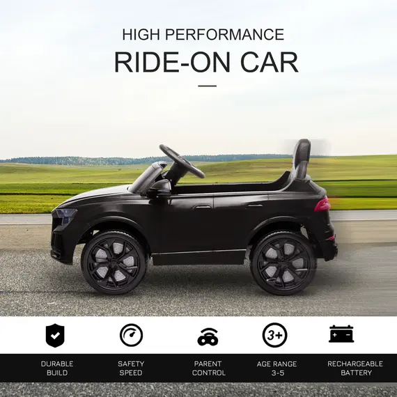 Buy Audi RS Q8 Licensed Electric Car for Kids, 6V Kids' Electric Ride on with Remote Control, 7Ah Big Battery, Lights Bluetooth, Music USB MP3, for 3-5 Years Old, Black, 4 image