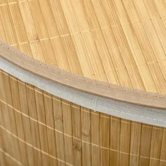 Buy Bamboo Laundry Basket with Lid, 55 Litres Laundry Hamper with Removable Washable Lining,  Corner Washing Baskets, 38 x 38 x 57cm, Natural, 8 image