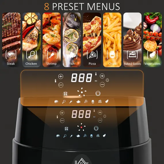 Buy Air Fryer, 1500W 4.5L Air Fryer Oven with Digital Display, Rapid Air Circulation, Adjustable Temperature, Timer and Nonstick Basket for Oil Less or Low Fat Cooking, Black, 7 image