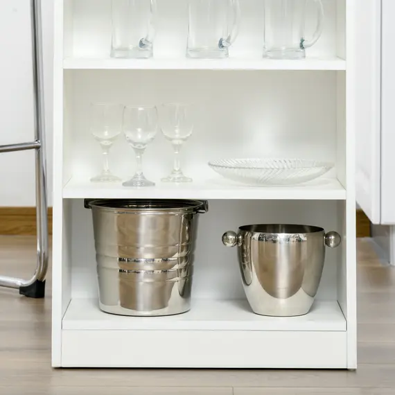 Buy Bar Table, Dining Table with 4-Tier Storage Shelf for Breakfast Bar, Kitchen, Dining Room, Living Room, Grey, 8 image