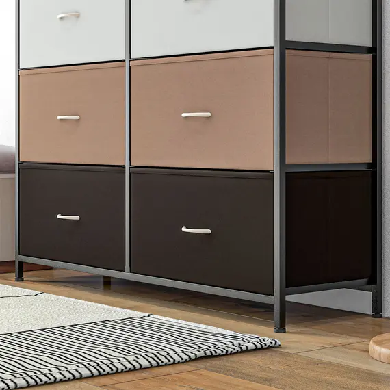 Buy Bedroom Chest of Drawers, 10 Drawer Dresser with Foldable Fabric Drawers and Steel Frame, Multicolour, 9 image
