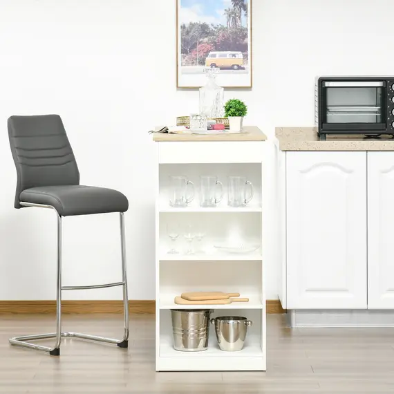 Buy Bar Table, Dining Table with 4-Tier Storage Shelf for Breakfast Bar, Kitchen, Dining Room, Living Room, Natural, 7 image