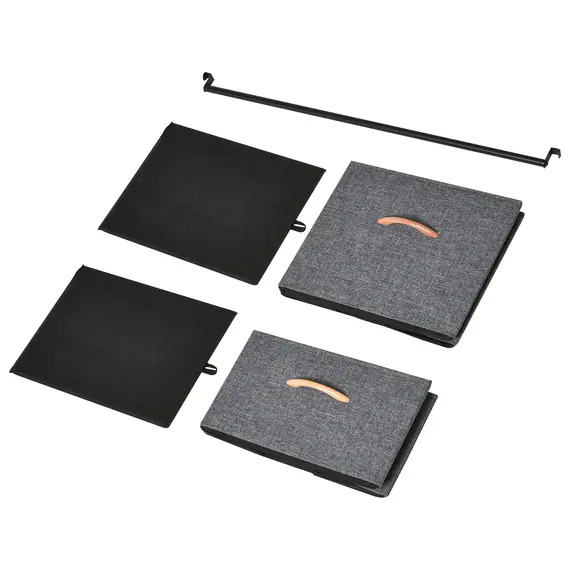 Buy Chest of Drawers with Coat rack Steel Frame 5 Drawers  Bedroom Hallway Home Furniture Black Brown, 9 image