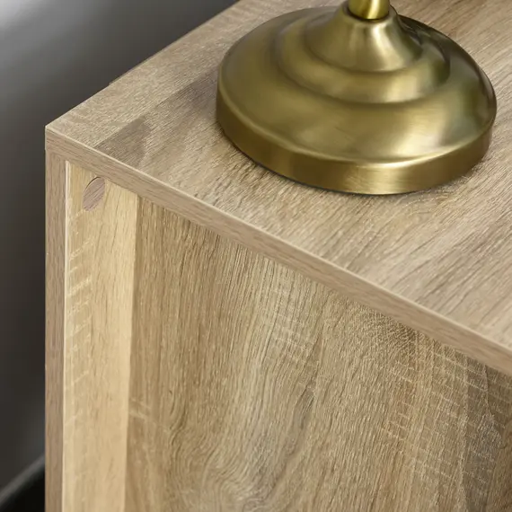 Buy Bedside Table with 2 Drawers, Nightstand with Handles and Elevated Base, Side Table for Bedroom, Living Room, Brown, 9 image