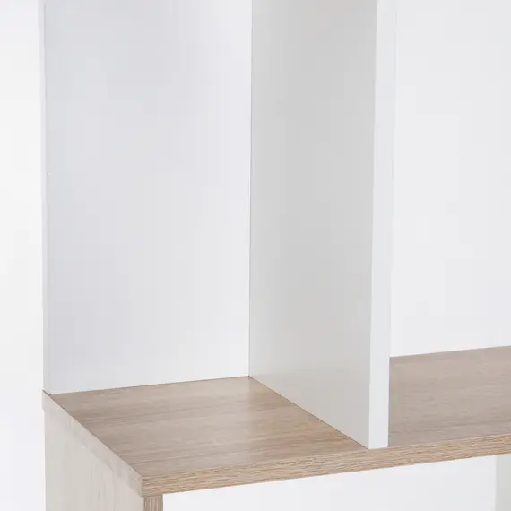 Buy Bookcase, S-Shaped Wooden Bookshelf, 5/6 Tiers Freestanding Storage Shelf, Home Office Decorative Display Stand Rack, Oak and White, 24D x 60W x 184.5H, 9 image