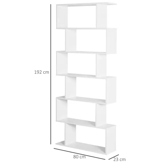 Buy Bookcase, 6 Tier Shelf S Shaped Bookshelf, Storage Unit, Display Shelf for Living Room, Bedroom, Home Office, Plant, White, 3 image