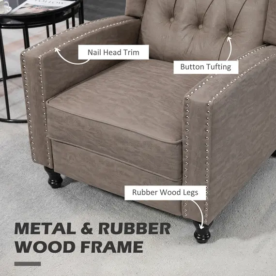Buy Chesterfield-Style Reclining Armchair - Brown, 7 image
