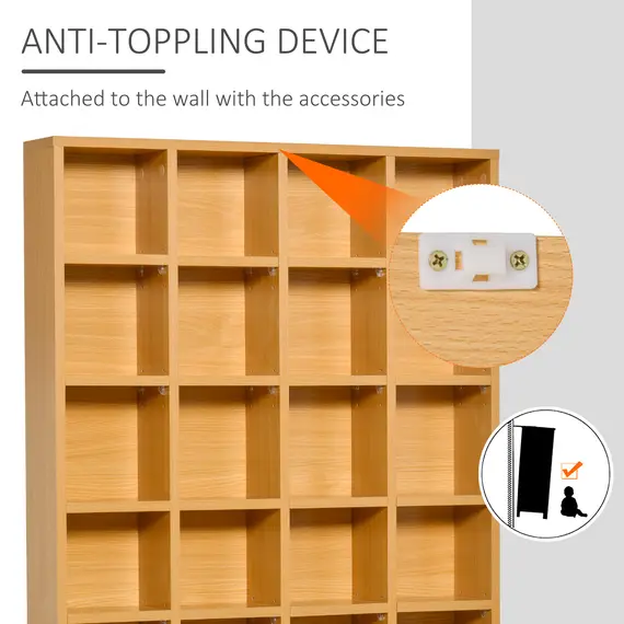 Buy CD Storage Unit with Adjustable Shelves, 89 x 130.5 cm, Beech Wood Finish, 6 image