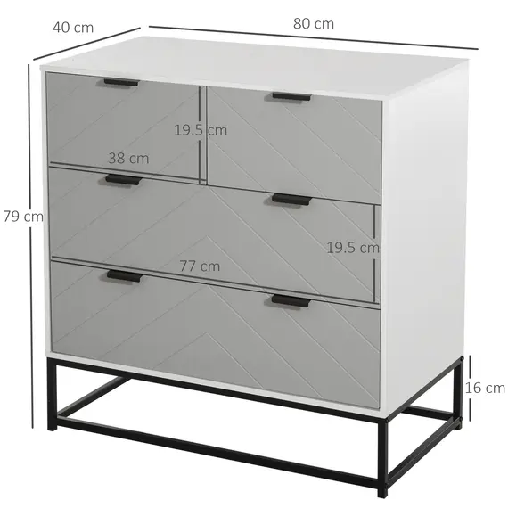 Buy Chest of Drawers with Metal Handles Freestanding Dresser for Bedroom, Living Room, 3 image
