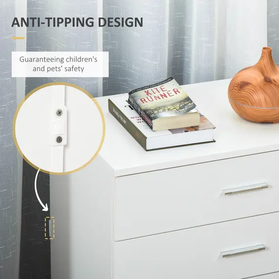 Buy Chest of Drawers, 4 Drawers Storage Cabinet with Metal Rails, Anti-Tip for Playroom, Nursery Room, Hallway, etc, 6 image