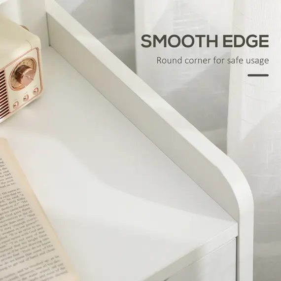 Buy Bedside Table, Small Bedside Cabinet with 2 Drawers and Storage Shelves, Accent Table for Living Room, Bedroom, White, 4 image