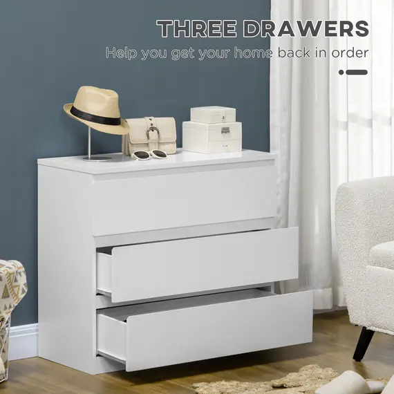 Buy Chest of Three Drawers - White, 5 image