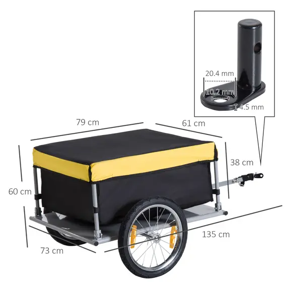 Buy Bicycle Cargo Trailer, Two-Wheel Bicycle Large Cargo Wagon Trailer Oxford Fabric, Folding Storage, & Removable Cover, Yellow, 3 image