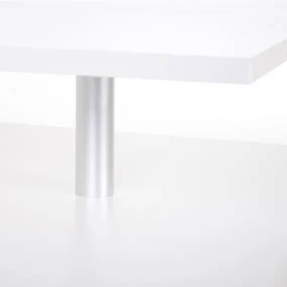 Buy Coffee Table with Storage, 2-Tier Centre Table, Modern Living Room Table with Open Shelf and Aluminium Poles, White, 9 image